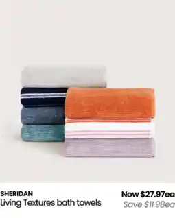 Myer Sheridan living textures bath towels offer