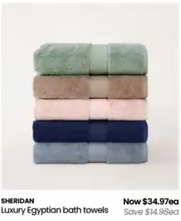 Myer Sheridan luxury egyptian bath towels offer