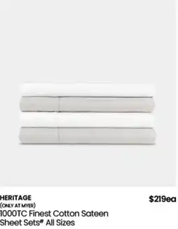 Myer Heritage 1000tc finest cotton sateen sheet sets offer