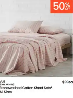 Myer Vue (only at myer) stonewashed cotton sheet sets offer