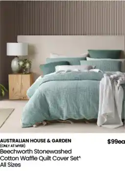 Myer Australian house & garden beechworth stonewashed cotton waffle quilt cover offer