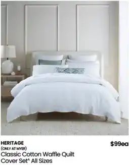Myer HERITAGE Classic Cotton Waffle Quilt Cover Set offer