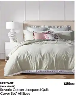 Myer Heritage reverie cotton jacquard quilt cover set offer