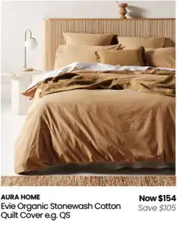 Myer Aura home evie organic stonewash cotton quilt cover offer