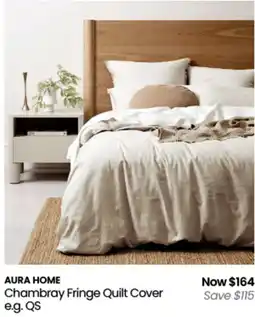 Myer Aura home chambray fringe quilt cover offer