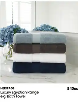 Myer Heritage luxury egyptian range bath towel offer
