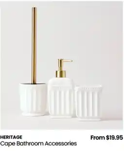 Myer Heritage cape bathroom accessories offer