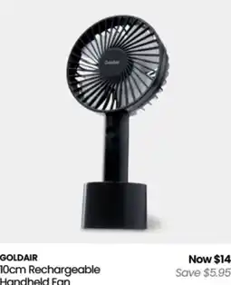 Myer Goldair rechargeable handheld fan offer