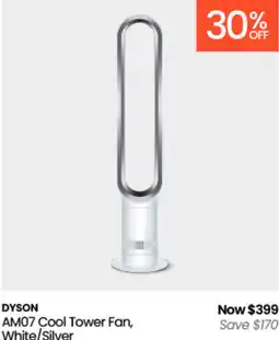 Myer Dyson am07 cool tower fan, white/silver offer