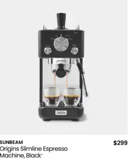 Myer Sunbeam origins slimline espresso machine, black offer