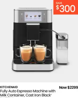 Myer Kitchenaid fully auto espresso machine with milk container, cast iron black offer