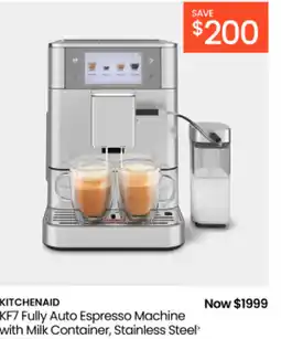 Myer Kitchenaid kf7 fully auto espresso machine with milk container, stainless steel' offer