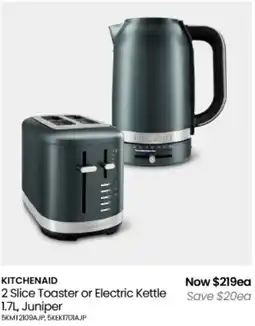 Myer Kitchenaid 2 slice toaster or electric kettle , juniper offer