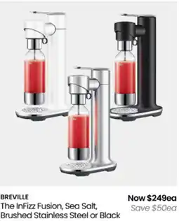 Myer Breville the infizz fusion, sea salt, brushed stainless steel or black offer