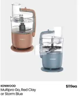 Myer Kenwood multipro go, red clay or storm blue offer