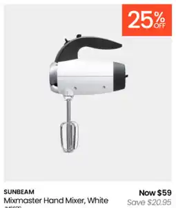 Myer Sunbeam mixmaster hand mixer, white offer