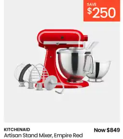 Myer Kitchenaid artisan stand mixer, empire red offer