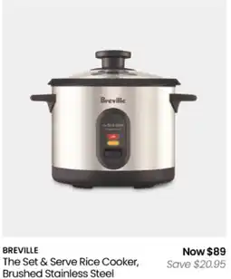 Myer Breville the set & serve rice cooker, brushed stainless steel offer