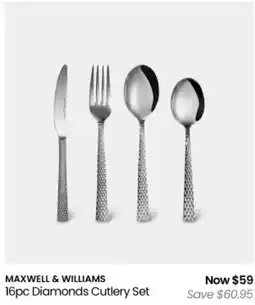 Myer Maxwell & williams diamonds cutlery set offer