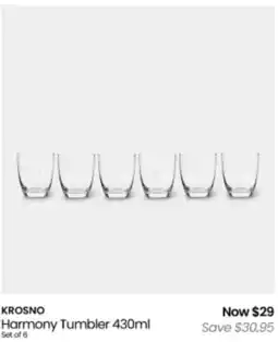 Myer Krosno harmony tumbler offer