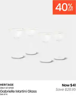 Myer Heritage gabrielle martini glass offer