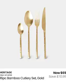 Myer HERITAGE Bamboo Cutlery Set, Gold offer