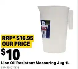 Mitre 10 Lion oil resistant measuring jug offer