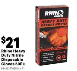 Mitre 10 Rhino heavy duty nitrile disposable gloves offer