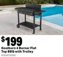 Mitre 10 Goulburn 4 burner flat top bbq with trolley offer