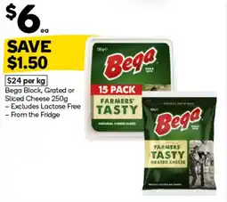 Woolworths Bega block, grated or sliced cheese offer