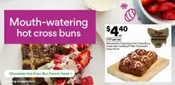 Woolworths Woolworths chocolate hot cross buns made with cadbury milk chocolate chips offer