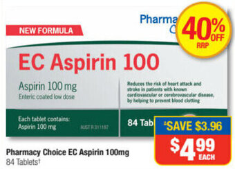 Direct Chemist Outlet Pharmacy Choice EC Aspirin 100mg offer