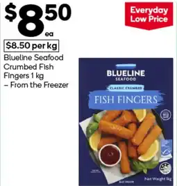 Woolworths Blueline seafood crumbed fish fingers offer