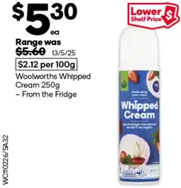 Woolworths Woolworths whipped cream offer