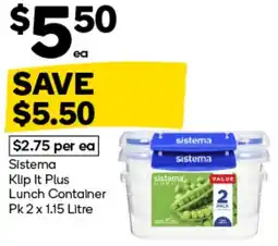 Woolworths Sistema klip it plus lunch container offer