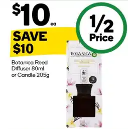 Woolworths Botanica reed diffuser or candle offer