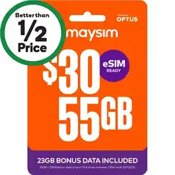 Woolworths Amaysim $30 Sim Starter Pack° offer