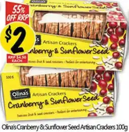 NQR Olina's cranberry & sunflower seed artisan crackers offer