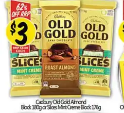 NQR Cadbury Old Gold Almond Block 180g or Sices Mint Creme Block 176g offer