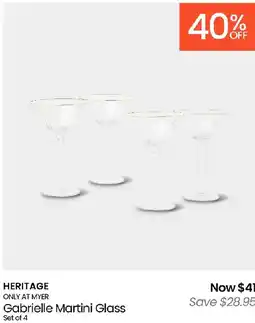 Myer Heritage gabrielle martini glass offer