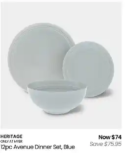 Myer Heritage avenue dinner set, blue offer