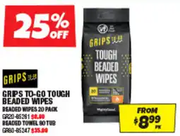 Autobarn Grips to-go tough beaded wipes offer