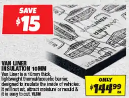 Autobarn Van liner insulation offer