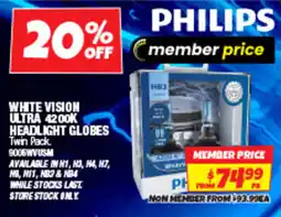 Autobarn White vision ultra headlight globes twin pack. offer