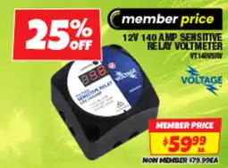 Autobarn 12v 140 amp sensitive relay voltmeter offer
