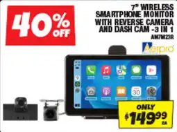 Autobarn 7" wireless smartphone monitor with reverse camera and dash cam -3 in 1 offer