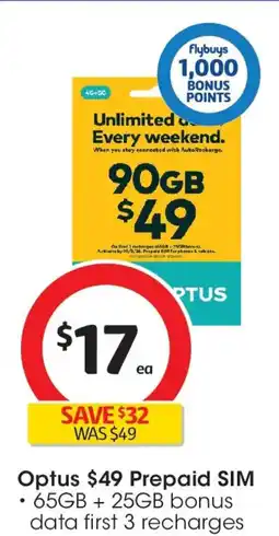 Coles Optus prepaid sim offer