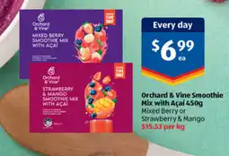ALDI Orchard & vine smoothie mix with açaí offer