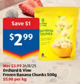 ALDI Orchard & vine frozen banana chunks offer