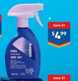 ALDI Ombra kids sunscreen spf50+ offer